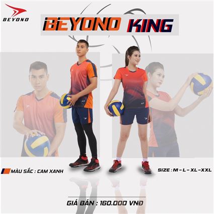 Quần áo bóng chuyền Beyono King Cam Xanh